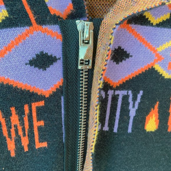 Elite Premium Denim Hoodie Cardigan Sweater SOFT Small Zipper Colorful Pattern - Picture 8 of 11